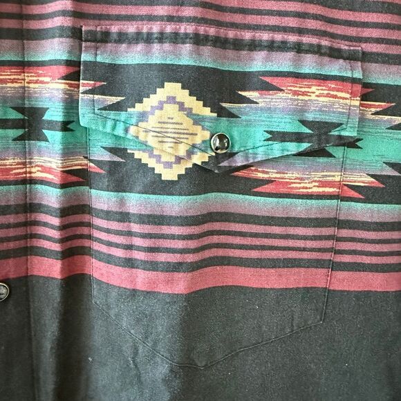 Vintage 90s Roper Southwestern Aztec Blanket Print Snap Front Shirt XLT - Picture 3 of 9
